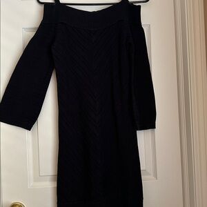 White House Black Market Elegant Black cold, shoulder sweater dress